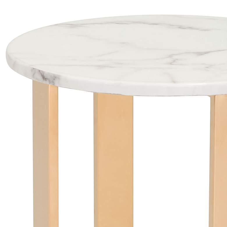 Image 3 Zuo Atlas 18" Wide Stone and Gold Modern End Table more views