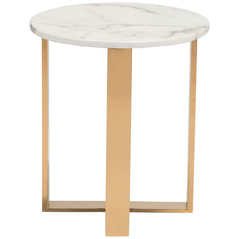 Image 5 Zuo Atlas 18" Wide Stone and Gold Modern End Table more views