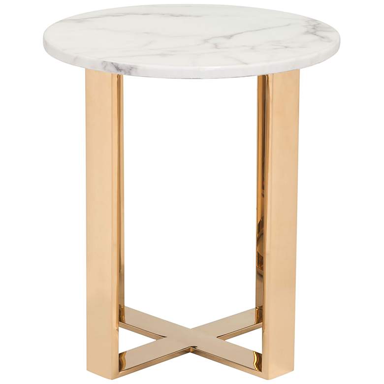 Image 6 Zuo Atlas 18" Wide Stone and Gold Modern End Table more views