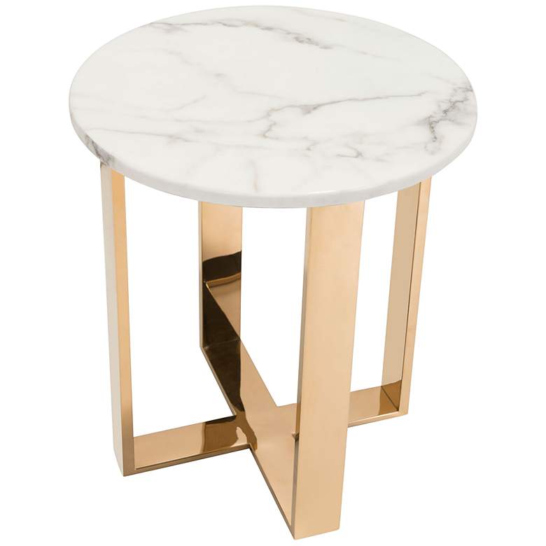 Image 7 Zuo Atlas 18" Wide Stone and Gold Modern End Table more views