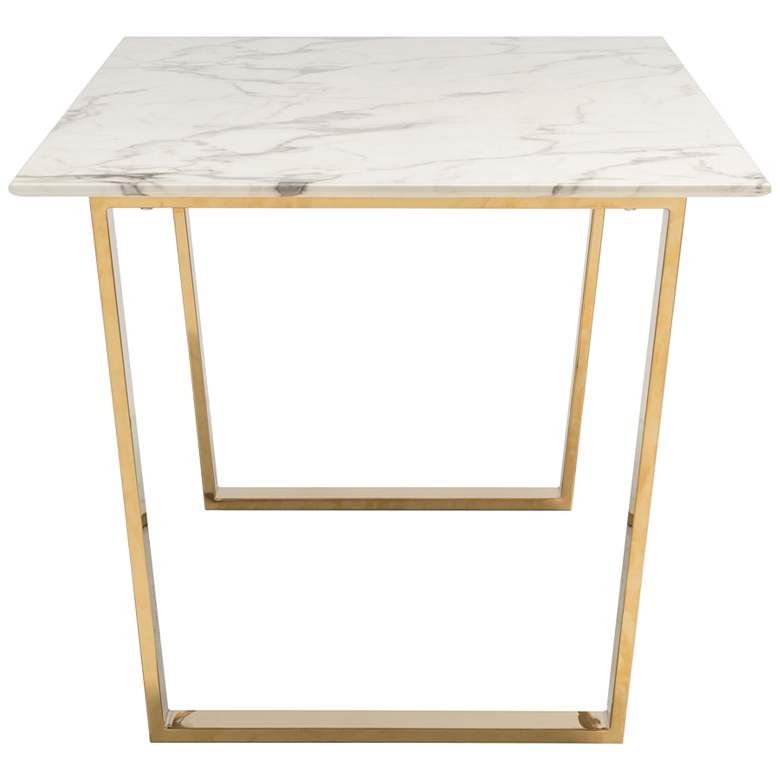 Image 4 Zuo Atlas 71" Wide White Stone and Gold Dining Table more views