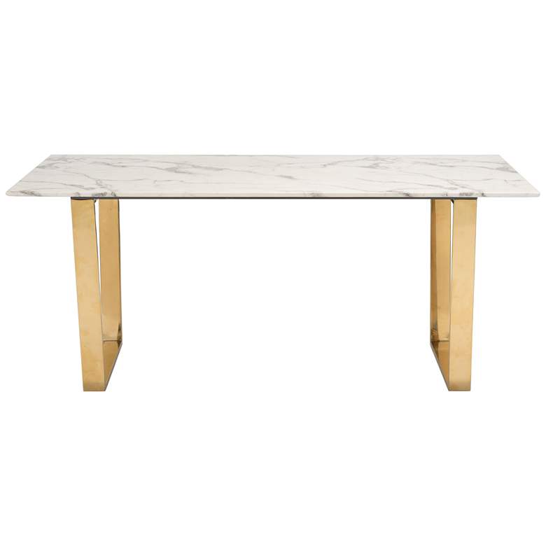 Image 5 Zuo Atlas 71" Wide White Stone and Gold Dining Table more views