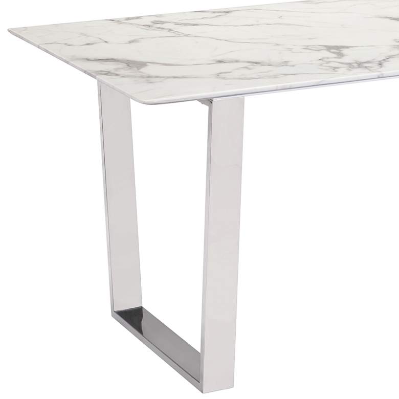 Image 2 Zuo Atlas 71" Wide White Stone and Silver Dining Table more views