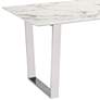 Zuo Atlas 71" Wide White Stone and Silver Dining Table