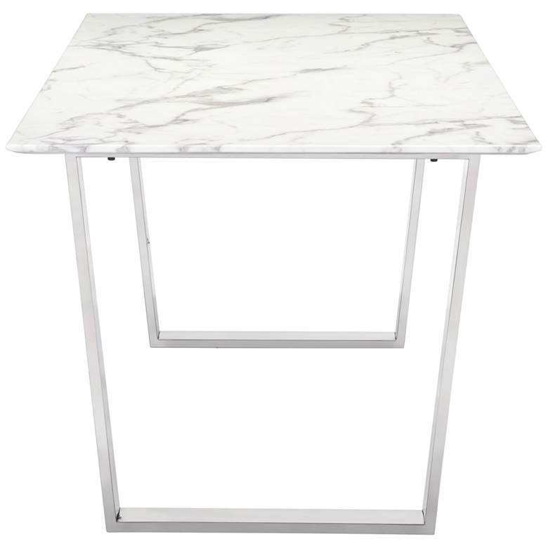 Image 4 Zuo Atlas 71" Wide White Stone and Silver Dining Table more views