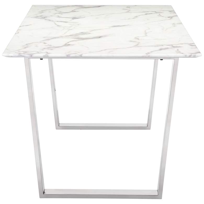 Image 4 Zuo Atlas 71" Wide White Stone and Silver Dining Table more views