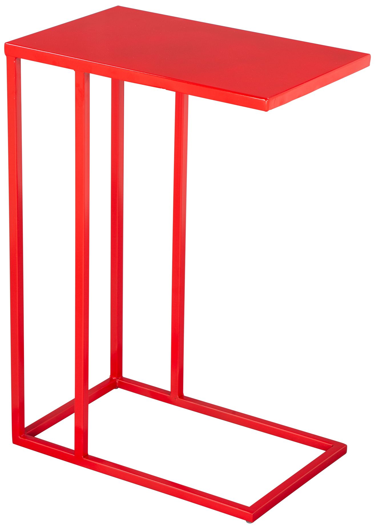 red metal end table