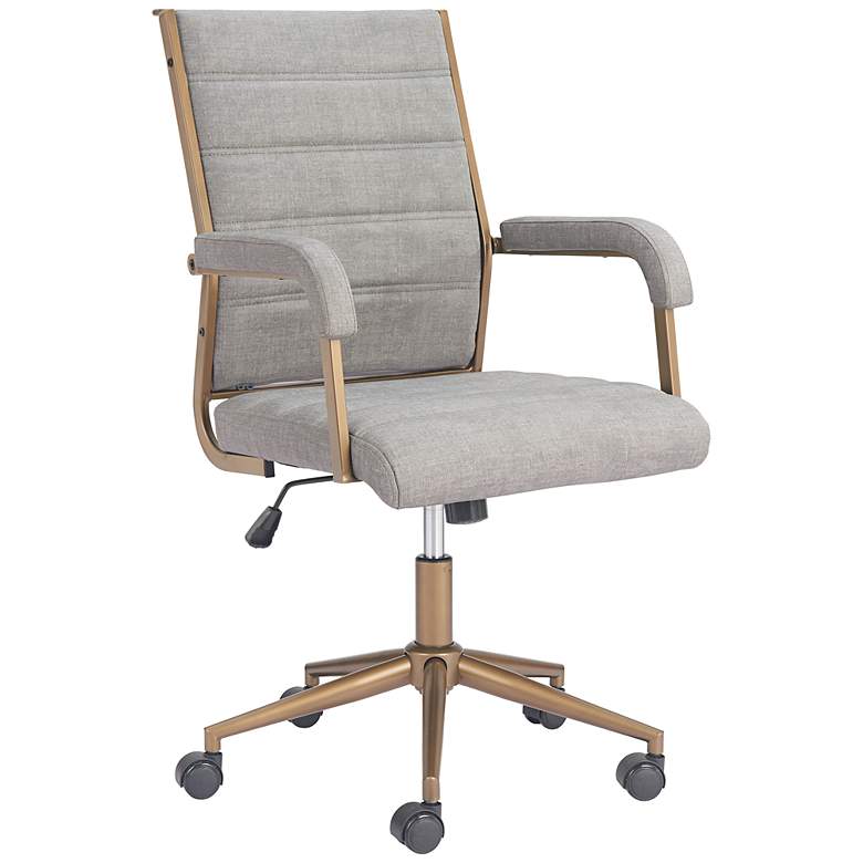Image 1 Zuo Auction Gray Faux Leather Adjustable Swivel Office Chair