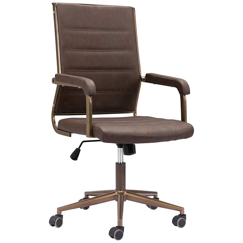 Image 1 Zuo Auction Vintage Brown Adjustable Swivel Office Chair