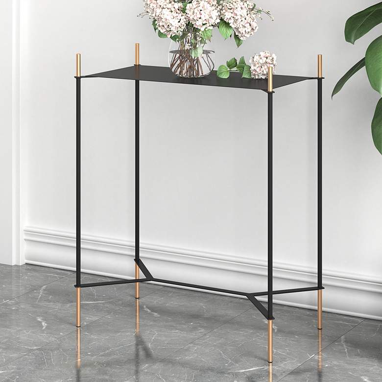 Image 1 Zuo Austin 19 1/4"W Painted Black and Gold Side Metal Table