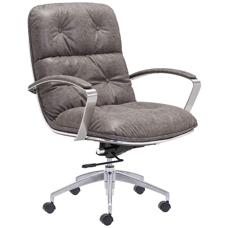 Image 1 Zuo Avenue Gray Faux Leather Tufted Modern Swivel Office Chair