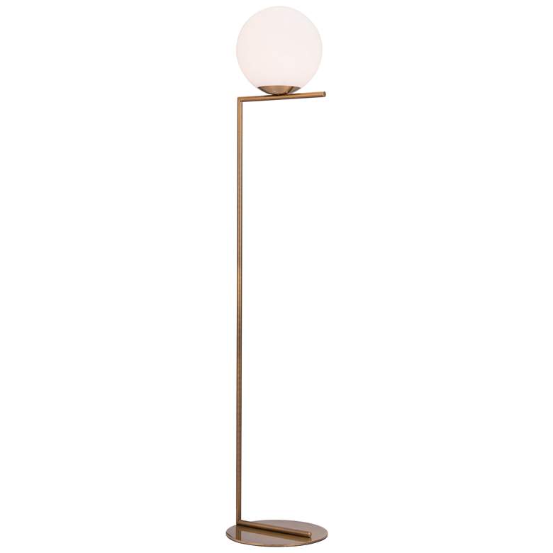 Image 1 Zuo Belair 61" High Brass and White Globe Glass Modern Floor Lamp