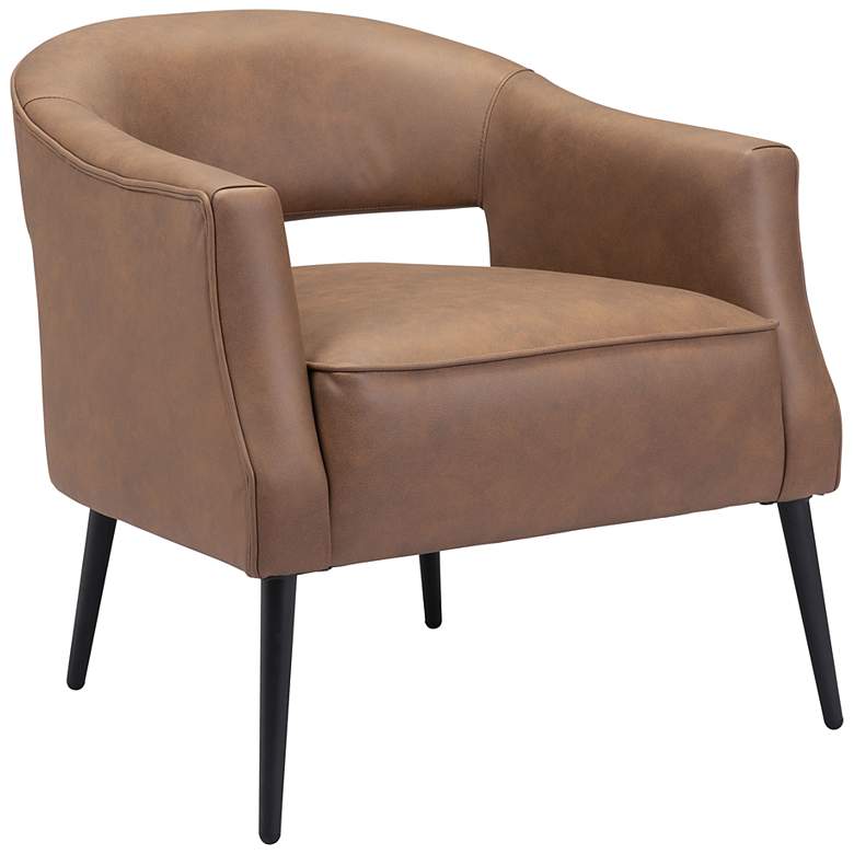 Image 1 Zuo Berkeley Vintage Brown Faux Leather Accent Chair