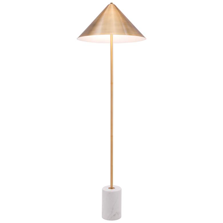 Image 1 Zuo Bianca 63" High Modern White Marble and Brass Floor Lamp