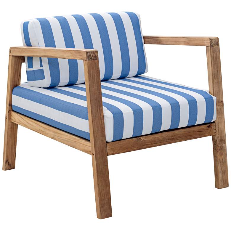 Image 1 Zuo Bilander Outdoor Blue/White Natural Teak Armchair