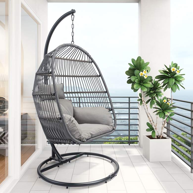 Zuo Bilbao Gray Swivel Outdoor Hanging Chair