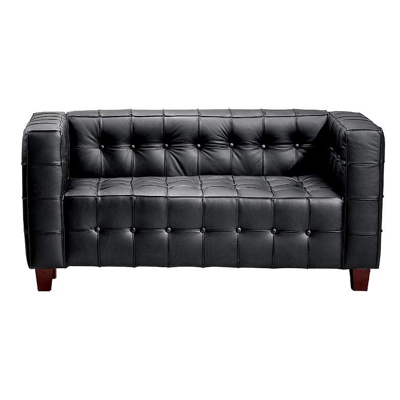 Image 1 Zuo Black Leather Tufted Loveseat