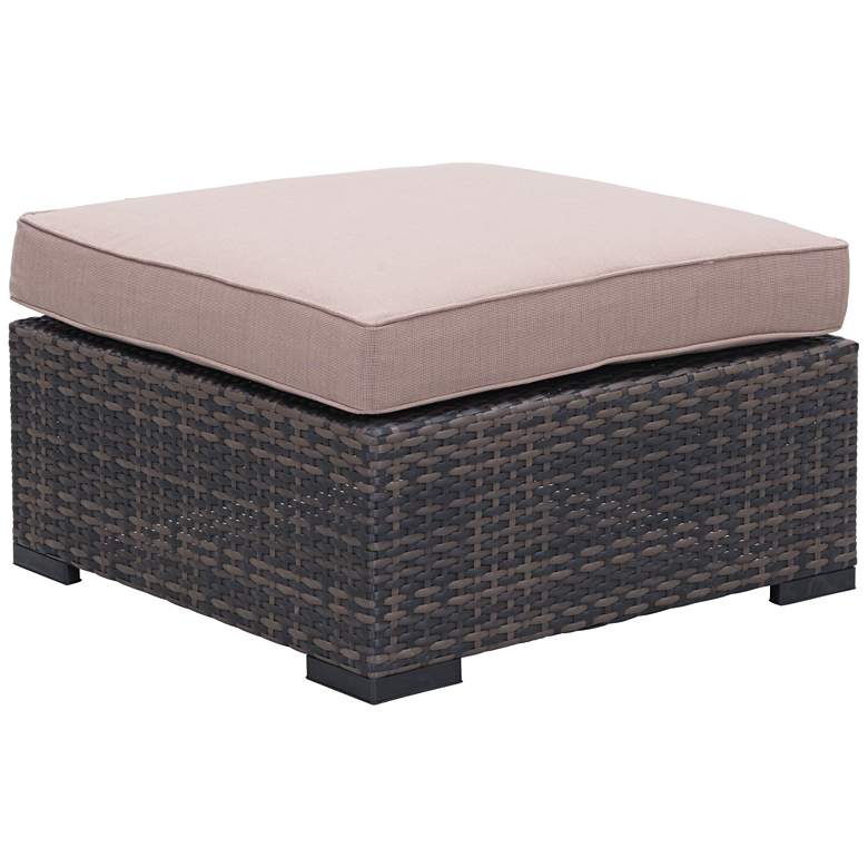 Image 1 Zuo Bocagrande Brown and Beige Square Outdoor Ottoman
