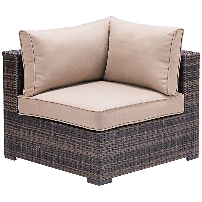 Image 1 Zuo Bocagrande Outdoor Weave Sectional Brown Corner Chair
