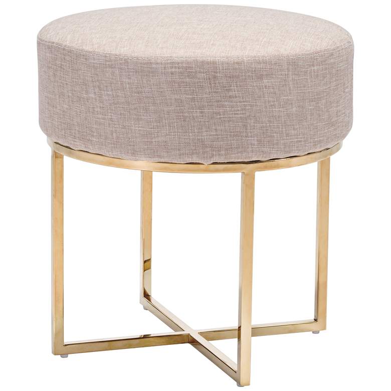 Image 1 Zuo Bon Beige Fabric Round Accent Stool