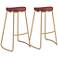 Zuo Bree 30 1/2" Burgundy Faux Leather Modern Bar Stools Set of 2