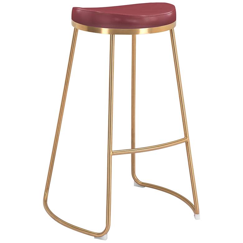 Image 6 Zuo Bree 30 1/2 inch Burgundy Faux Leather Modern Bar Stools Set of 2 more views