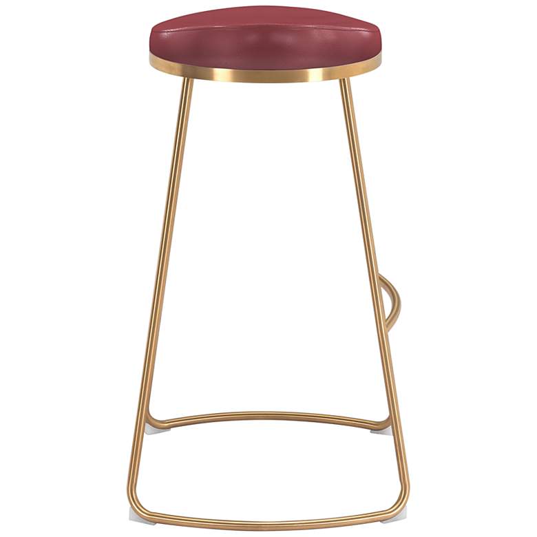 Image 7 Zuo Bree 30 1/2 inch Burgundy Faux Leather Modern Bar Stools Set of 2 more views