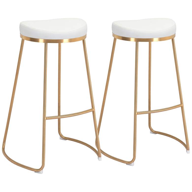 Image 3 Zuo Bree 30 1/2" White Faux Leather Modern Kitchen Bar Stools Set of 2