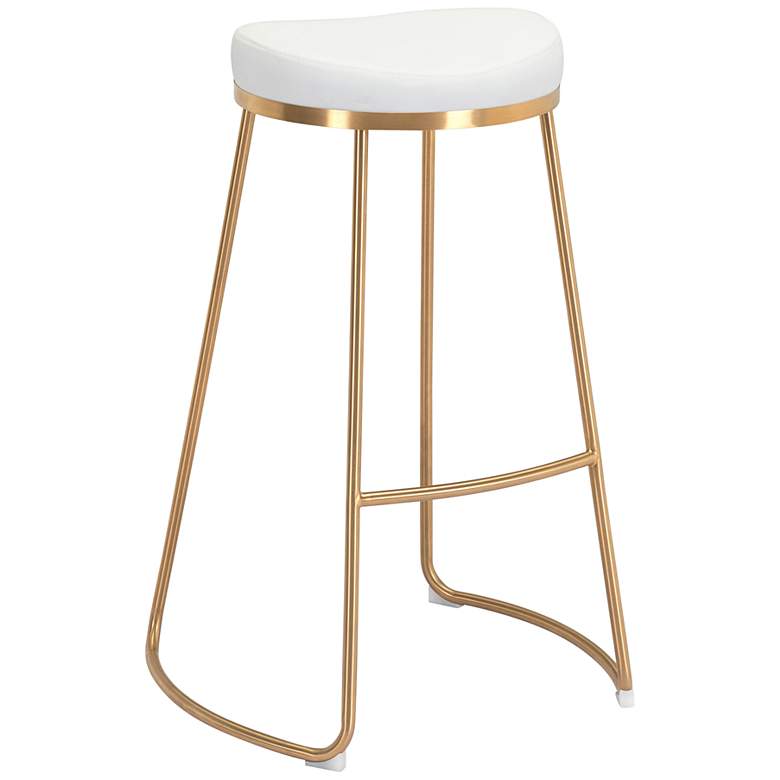 Image 6 Zuo Bree 30 1/2 inch White Faux Leather Modern Kitchen Bar Stools Set of 2 more views