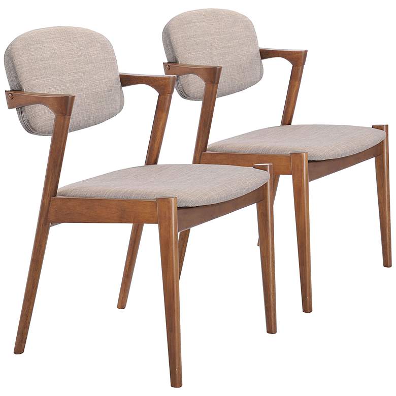 Image 1 Zuo Brickell Mid Century Dove Gray Dining Chair Set of 2