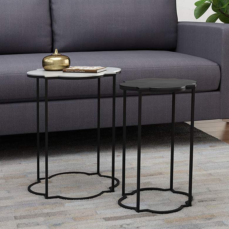 Image 1 Zuo Brighton Black and White Round Modern Accent Tables Set of 2