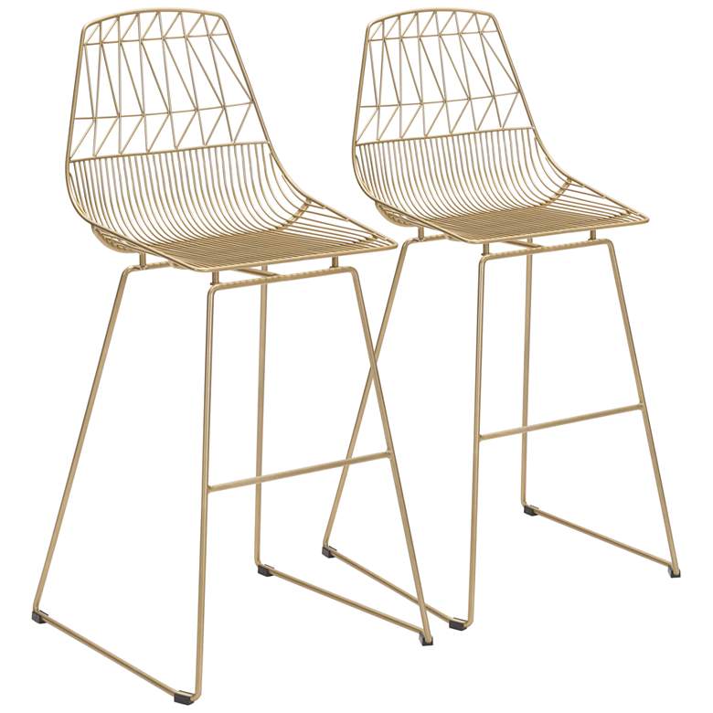 Image 1 Zuo Brody 29 1/4 inch Gold Bar Stools Set of 2