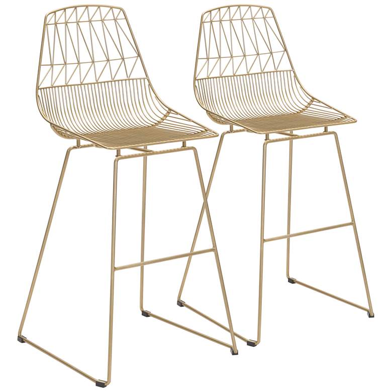 Image 1 Zuo Brody 29 1/4" Gold Bar Stools Set of 2