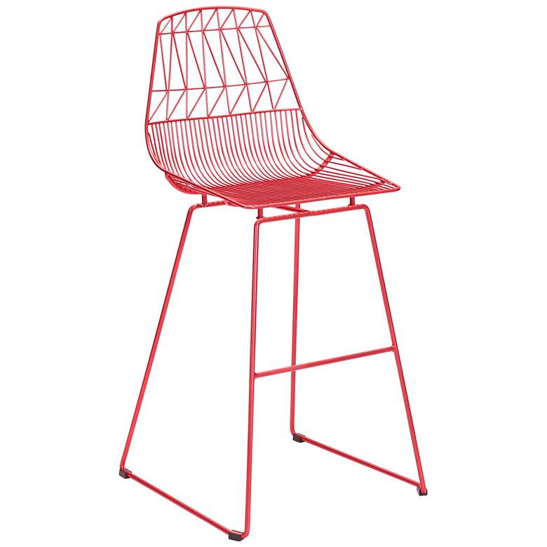Image 1 Zuo Brody 29 1/4 inchH Red Indoor-Outdoor Bar Chair