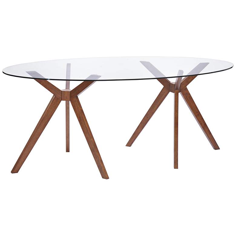 Image 1 Zuo Buena 78 3/4 inchW Vista Mid-Century Oval Glass Dining Table