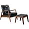 Zuo Bully Black Faux Leather Modern Lounge Chair and Ottoman Set