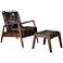 Zuo Bully Brown Faux Leather Modern Lounge Chair and Ottoman Set