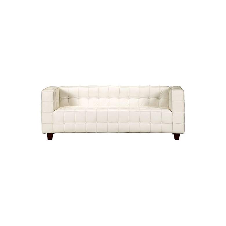 Image 1 Zuo Button Collection White Leather Sofa