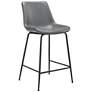 2_Zuo Byron 26 1/2" Gray Fabric Counter Height Modern Bar Stool