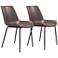 Zuo Byron Brown Faux Leather Dining Chairs Set of 2