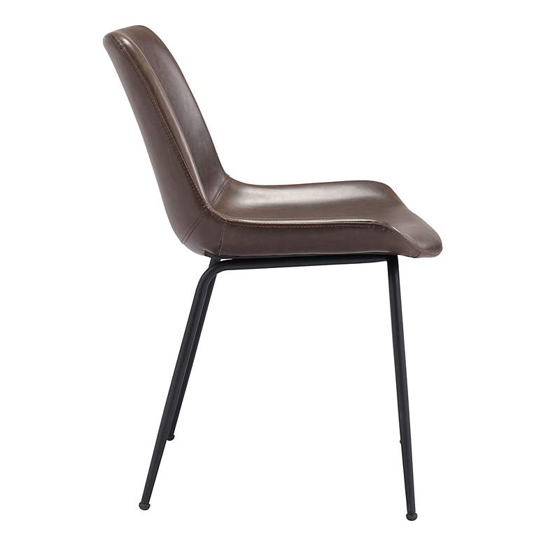 Image 4 Zuo Byron Brown Faux Leather Dining Chairs Set of 2 more views