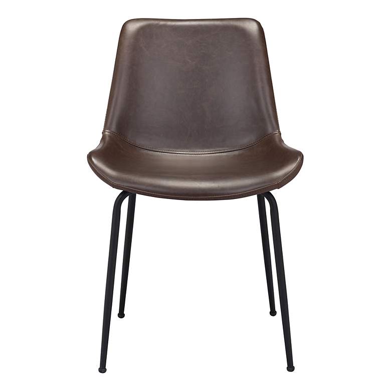 Image 5 Zuo Byron Brown Faux Leather Dining Chairs Set of 2 more views