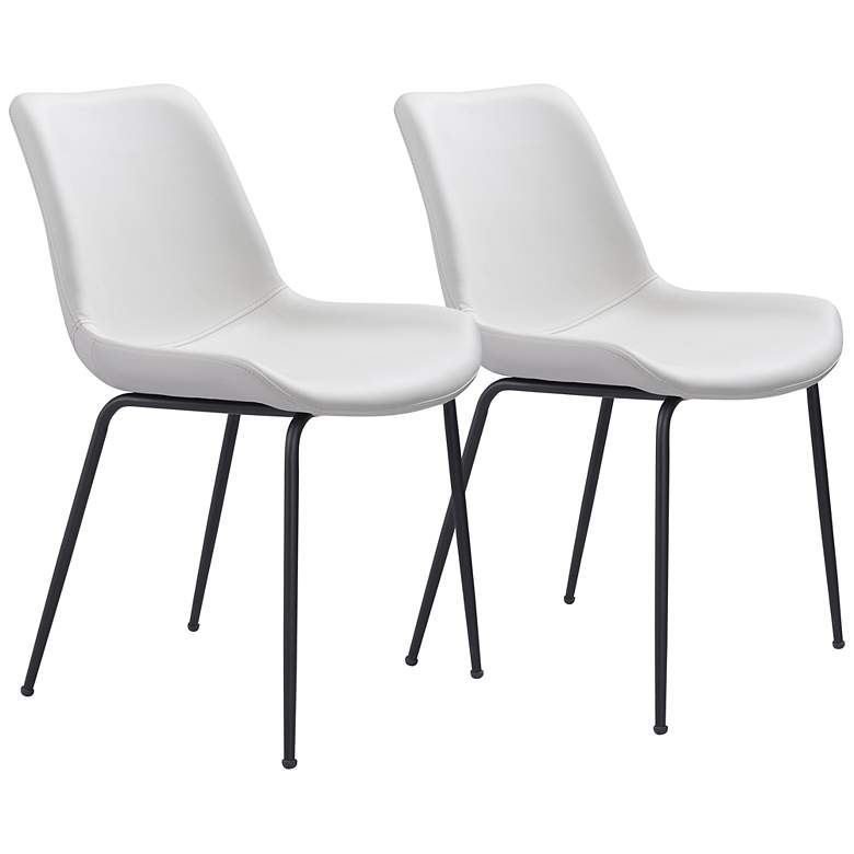 Image 1 Zuo Byron White Faux Leather Dining Chairs Set of 2