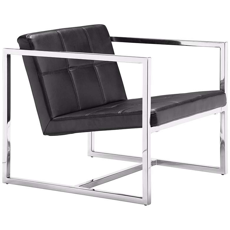 Image 1 Zuo Carbon Black Leatherette and Chrome Modern Accent Chair