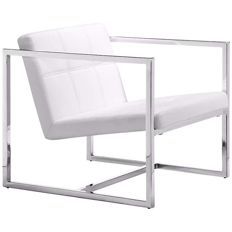 Image 1 Zuo Carbon White Leatherette and Chrome Modern Accent Chair