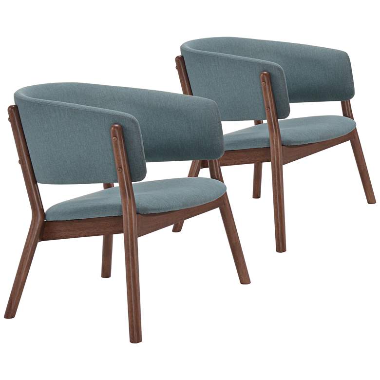 Image 1 Zuo Chapel Teal Blue Wraparound Armchair Chair Set of 2
