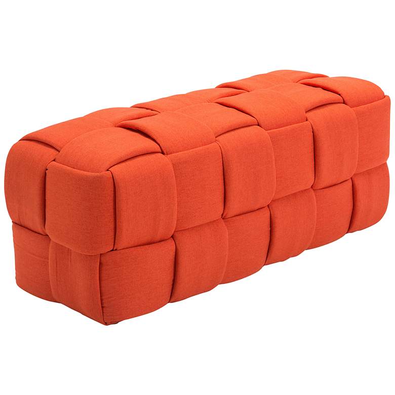 Image 1 Zuo Checks Orange Fabric Accent Bench