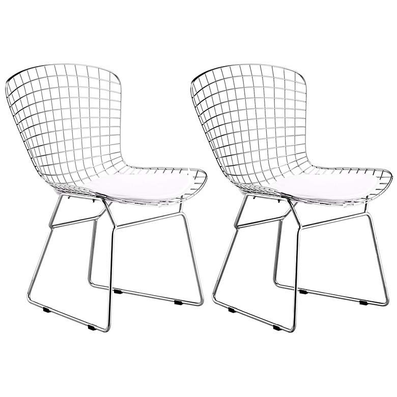 Image 1 Zuo Chrome Wire Modern Dining Chairs Set of 2