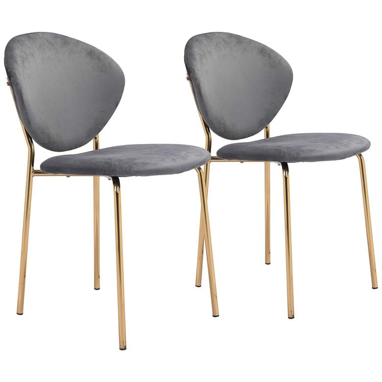 Image 1 Zuo Clyde Dark Gray Velvet Dining Chairs Set of 2