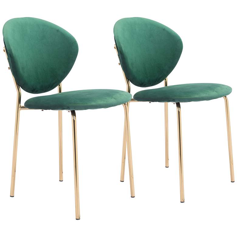Image 1 Zuo Clyde Green Velvet Dining Chairs Set of 2